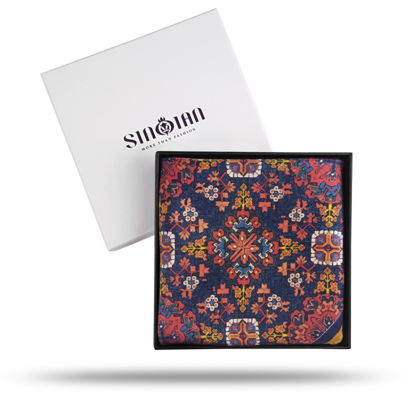 Armenian Patterned Floral Silk Pocket Square by SINOIAN